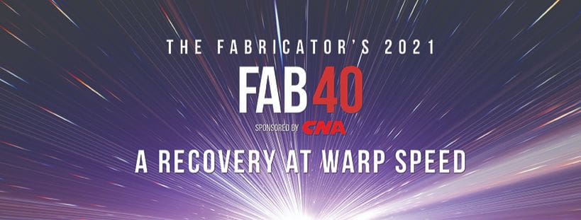 The Fabricator's 2022 Fab 40 logo highlighting METALfx's recognition as a leading metal fabricator, featuring the text "FAB 40" and "DELIVERING RESILIENCE," with a dynamic background suggesting innovation and progress.